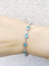 Load image into Gallery viewer, Blue Topaz Fancy Bracelet - Sterling Silver