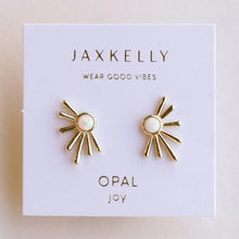 Load image into Gallery viewer, Sun Ray with White Opal - Gold Earrings - Jax Kelly