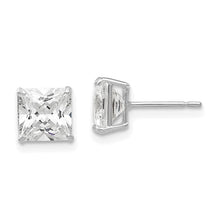 Load image into Gallery viewer, Princess Cut CZ Stud Post Earrings - 14K White Gold