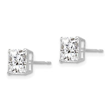 Load image into Gallery viewer, Princess Cut CZ Stud Post Earrings - 14K White Gold