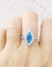 Load image into Gallery viewer, CZ Clear &amp; Blue Evil Eye Ring - Sterling Silver
