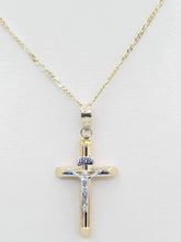 Load image into Gallery viewer, Gold Baby Figaro Chain with Crucifix - 14K Gold