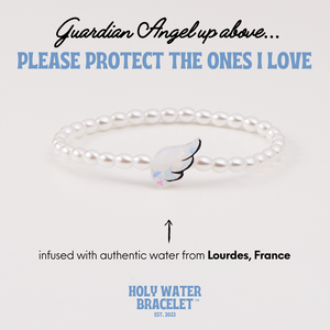 Guardian Angel Holy Water Stretch Bracelet in Pearl