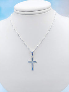 Petite Flat Cross Necklace - Sterling Silver