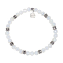 Load image into Gallery viewer, Silver with White Crystal Charity Soul Stacker - TJazelle Jimmy Fund Charity Bracelet