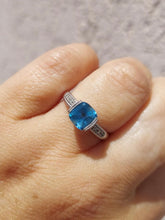 Load image into Gallery viewer, Blue Topaz Cushion-Cut Estate Ring - 10K White Gold