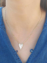 Load image into Gallery viewer, Mother Of Pearl Heart CZ Necklace - Gold Plated Sterling Silver
