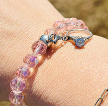 Load image into Gallery viewer, Pink Crystal w/Diamond Ring Charm Bracelet
