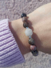 Load image into Gallery viewer, Petrified Wood with White Moonstone Center Bracelet - Elena Michele