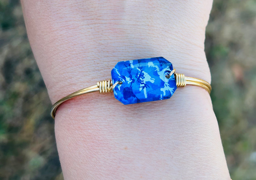 Blue Camo Dylan Bangle Bracelet - Luca and Danni