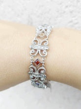 Load image into Gallery viewer, Filigree CZ &amp; Multicolor CZ Bracelet - Sterling Silver