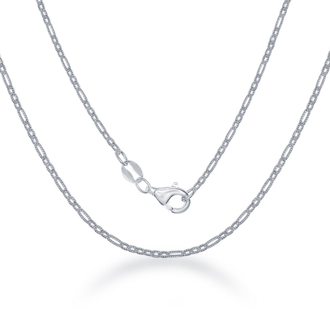 Rectangle and Circle Open Link Chain - Sterling Silver