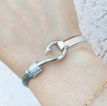 Load image into Gallery viewer, 6.5” Fish Hook- Sterling Silver Bangle