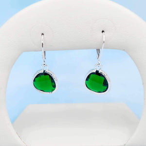 Emerald - Mini Teardrop Gemstone Leverback Earrings