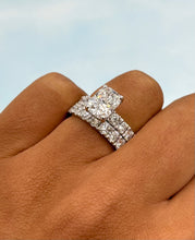 Load image into Gallery viewer, Elongated Cushion Lab Diamond Ring with Matching Band- 14K White Gold