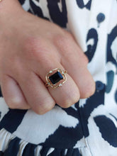 Load image into Gallery viewer, Onyx &amp; Diamond Ring -  14K White Gold
