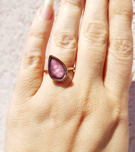 Pink Mother of Pearl & Rose Gold Plated Ring- Smaller Center