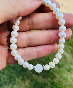 Pearl with White Moonstone - TJazelle Cape Bracelet