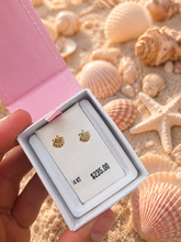 Load image into Gallery viewer, Shell Safety Back Stud Earrings - 14K Yellow Gold