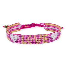 Load image into Gallery viewer, Seed Bead Love with Hearts Bracelet - Pink Topaz