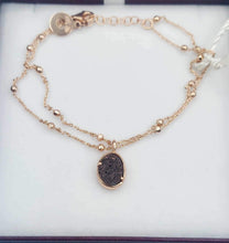 Load image into Gallery viewer, Mocha Druzy Beaded Chain Bracelet - Rose Gold Plated Sterling Silver