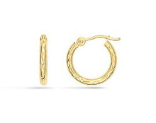 Load image into Gallery viewer, 14K Yellow Gold 2X15mm Diamond Cut Hoops