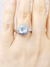 Load image into Gallery viewer, Aqua Ring with Halo and Rope Details - Sterling Silver