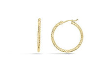 Load image into Gallery viewer, 14K Yellow Gold 2X25mm Diamond Cut Twisted Hoops