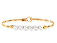 Load image into Gallery viewer, Crystal Pearl Bangle Bracelet in Classic White- Luca and Danni