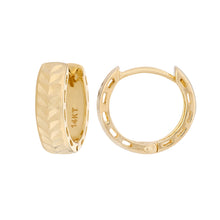 Load image into Gallery viewer, 14K Yellow Gold Textured Huggies