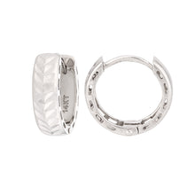 Load image into Gallery viewer, 14K White Gold Textured Huggies
