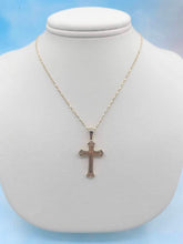 Load image into Gallery viewer, Filigree Scroll Style Cross Necklace - 14K Yellow Gold