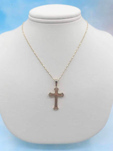 Filigree Scroll Style Cross Necklace - 14K Yellow Gold