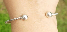Load image into Gallery viewer, Cape Cod Twist Cuff Bangle with 2 Beads - Sterling Silver