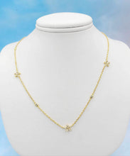 Load image into Gallery viewer, Flower CZ Choker Necklace - Gold Plated Sterling Silver