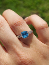 Load image into Gallery viewer, Blue Topaz Cushion-Cut Estate Ring - 10K White Gold