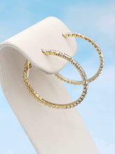 Load image into Gallery viewer, Omega Back Pave Hoop - Gold Tone
