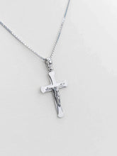 Load image into Gallery viewer, 1&quot; Crucifix Cross on Box Chain - 14K White Gold