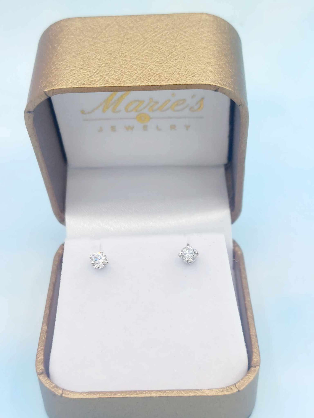 Lab Created Diamond Earrings - 14K White Gold