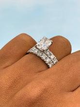 Load image into Gallery viewer, Elongated Cushion Lab Diamond Ring with Matching Band- 14K White Gold
