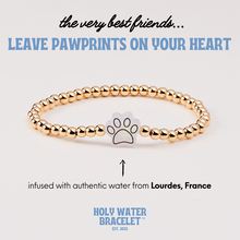 Load image into Gallery viewer, Paw Print Holy Water Stretch Bracelet in Gold