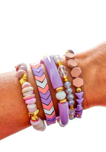 Cotton Candy Purple and Pink $10 Stretch Bracelet