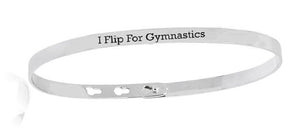 "I Flip For Gymnastics" Bangle Bracelet