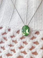 Load image into Gallery viewer, Oval Peridot Pendant Necklace - Sterling Silver