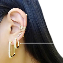 Load image into Gallery viewer, Small CZ Rectangle Hoop Earrings