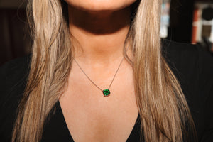 Moss Green Asscher Necklace - Chloe & Lois