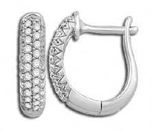 Load image into Gallery viewer, Diamond Micro Pave Hoop Earrings-14K White Gold