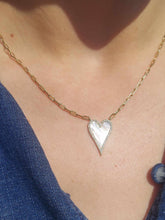 Load image into Gallery viewer, Mother Of Pearl Heart CZ Necklace - Gold Plated Sterling Silver