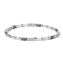 Load image into Gallery viewer, "The Maria"  Silver with White Crystal Stretch Bracelet