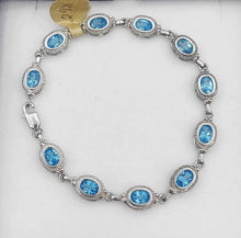 Load image into Gallery viewer, Blue Topaz Fancy Bracelet - Sterling Silver